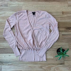 Ann Taylor Blush Wrap Long Sleeve Sweater